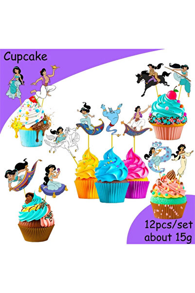 Choice مجموعة كب كيك مكونة من 12 قطعة، بتصميمات ياسمين، أميرة، علاء الدين، زي...