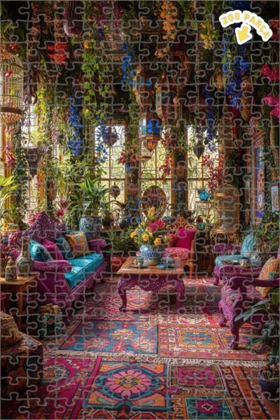 Teona Ahşap لوحة فنية بوهيمية لغرفة جلوس حديقة الزهور، لوحة زيتية ذات طابقين،...