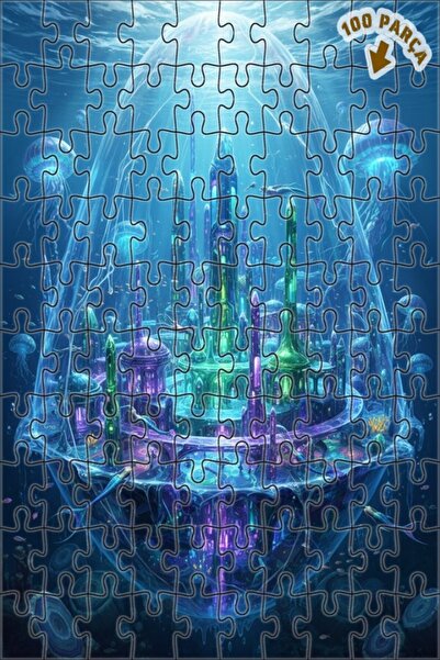 Teona Ahşap لغز خشبي مؤطر بطبقتين بمظهر لوحة زيتية لـ مدينة حورية البحر السحر...