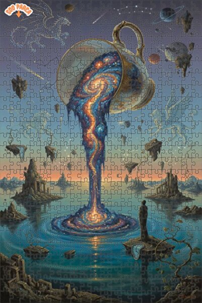 Teona Ahşap لغز خشبي مؤطر بطبقتين بتصميم لوحة زيتية لتدفق الكون 500 قطعة 50x30