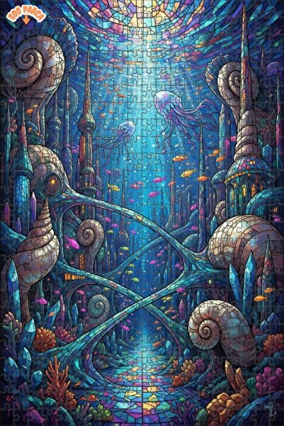Teona Ahşap Mysterious Sea Realm Mosaic Art Wooden Puzzle 500 Pieces 50X30