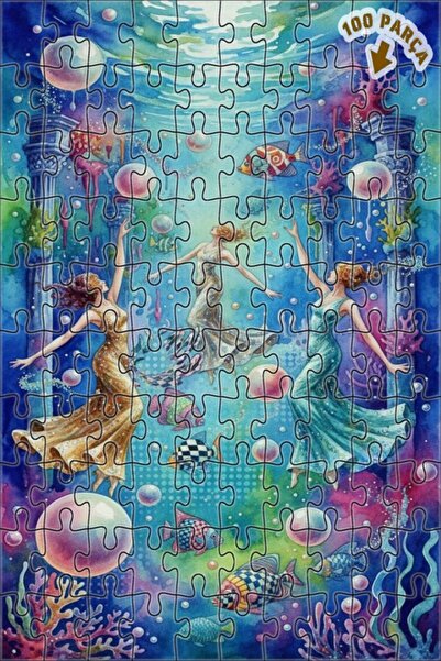 Teona Ahşap لغز خشبي ذو طبقتين بتصميم رقصة سحرية تحت الماء بمظهر الألوان الما...