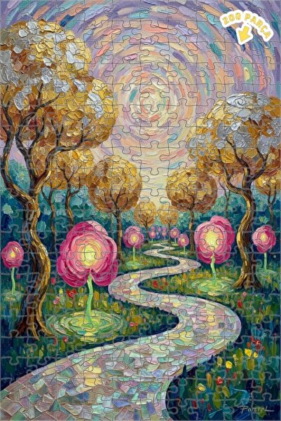 Teona Ahşap لغز خشبي بمظهر لوحة زيتية لطريق الغابة السحرية 200 قطعة 25×35