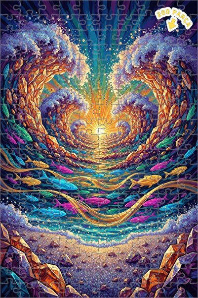 Teona Ahşap لوحة زيتية بنمط أمواج كريستالية ونقش ملون، لوحة خشبية مؤطرة بطبقت...