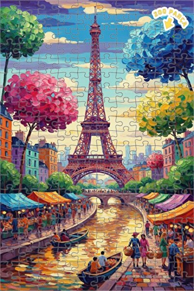 Teona Ahşap Paris Seine Nehri Çift Katlı Çerçeveli Ahşap Puzzle 200 PARÇA 25x35