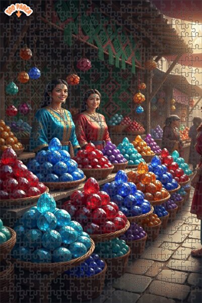 Teona Ahşap East Market Colorful Palette Oil Painting Look Double-Layered Fra...