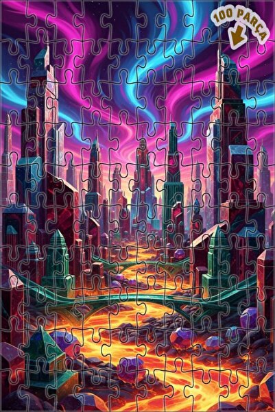 Teona Ahşap لغز خشبي مؤطر من طابقين من كريستال سيتي ليجيندز 100 قطعة 25x25