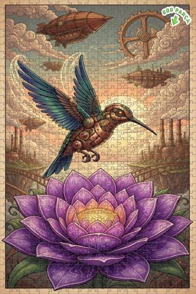 Teona Ahşap لغز خشبي ميكانيكي على شكل طائر الطنان وزهرة اللوتس، مكون من طبقتي...