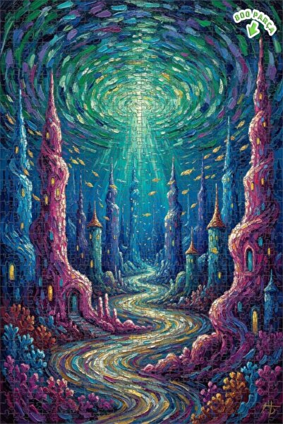 Teona Ahşap لغز ملكية تحت البحر الغامضة، لوحة زيتية على شكل أحجية خشبية 800 ق...