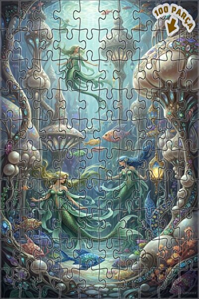 Teona Ahşap لوحة زيتية لمنظر قصر حورية البحر الغامض 100 قطعة مقاس 25x25