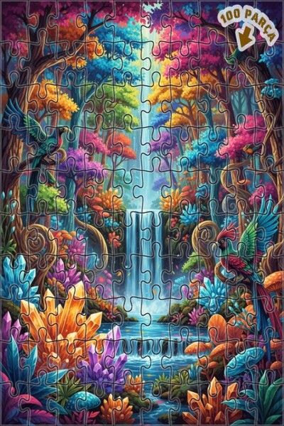 Teona Ahşap لغز فني على شكل شلال غابة كريستالية غامضة بمظهر لوحة زيتية 100 قط...