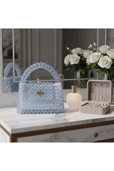 Metuche Accessories Açık Mavi Kristal Boncuk Çanta