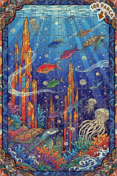 Teona Ahşap لغز فني على شكل مدينة سحرية تحت الماء بمنظر فني بالألوان الزيتية ...