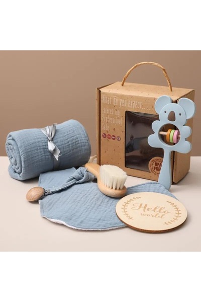 Inco Σετ 6 τεμαχίων για νεογέννητα, ξύλινα παιχνίδια για μωρά, σαλιάρα, μουσε...