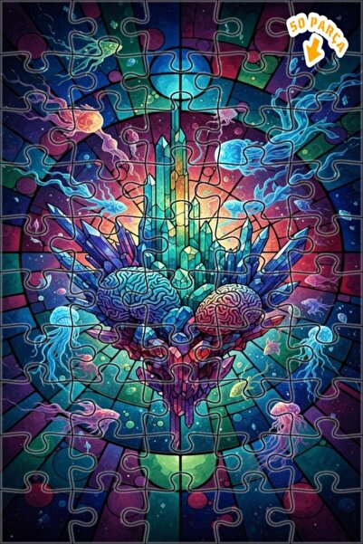 Teona Ahşap لغز خشبي مؤطر ذو طبقتين بتصميم فن قنديل البحر الكريستالي الغامض 5...