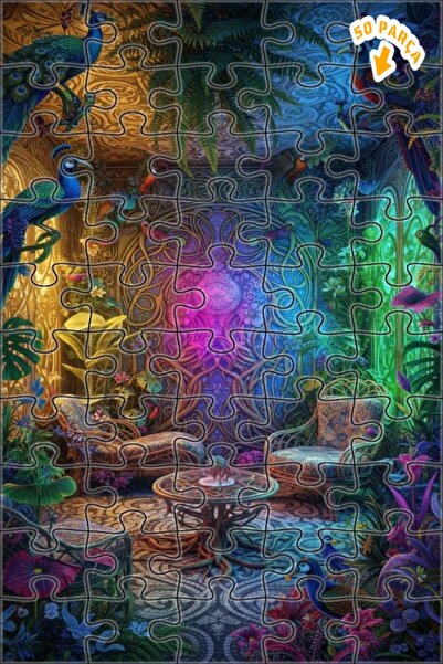 Teona Ahşap لغز خشبي مؤطر بطبقتين بتصميم فني يشبه لوحة زيتية لزاوية الغابة ال...