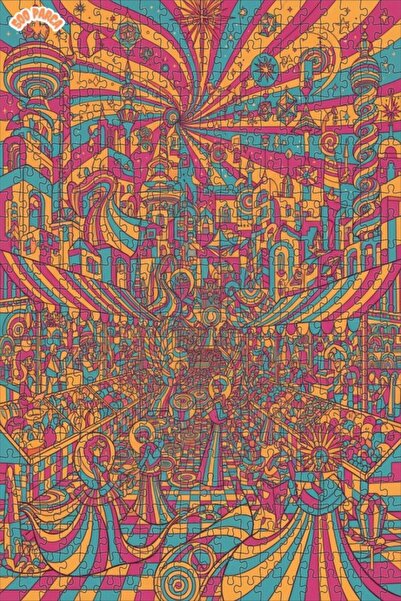 Teona Ahşap لغز خشبي فني تخطيطي من سايكديليك ماركتيف 500 قطعة 50x30