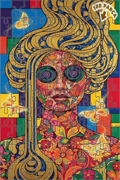 Teona Ahşap لغز خشبي بإطار مزدوج الطبقات من سحر الألوان السايكيديلية 100 قطعة...