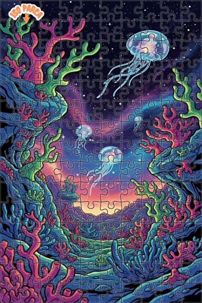 Teona Ahşap لغز خشبي مؤطر بطبقتين على شكل مناظر طبيعية كونية من النيون على شك...