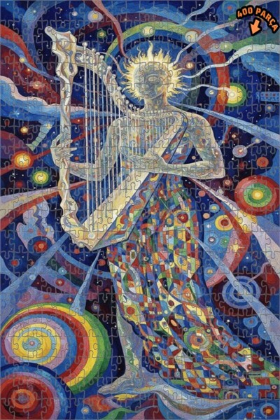 Teona Ahşap لغز خشبي مؤطر ذو طابقين بتصميم فني لعازف الآلات الكوزمية وآلهة ال...