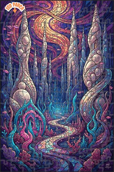 Teona Ahşap Mysterious Underwater City Stained Glass Look Wooden Puzzle 150 P...