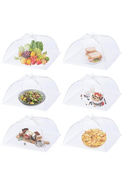 Arabest 6 Pack Mesh Food Covers,17"Lx17"W Large Food Cover,White Nylon Covers...