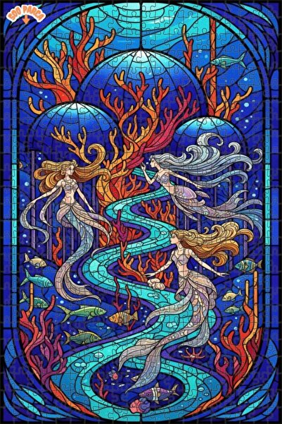 Teona Ahşap Mermaid Art Panorama Double Layer Framed Wooden Puzzle 500 Pieces...