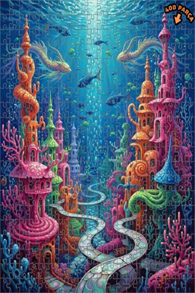 Teona Ahşap لغز خشبي مؤطر ذو طابقين بتصميم مدينة الأحلام تحت الماء بأسلوب الر...