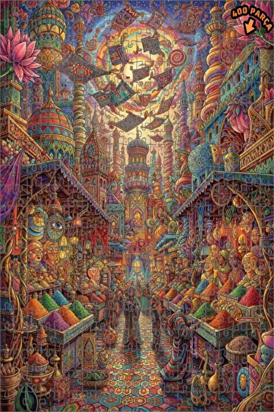Teona Ahşap لغز خشبي ذو طبقتين بإطار من Flying Carpets Land، 400 قطعة، 35x35 سم