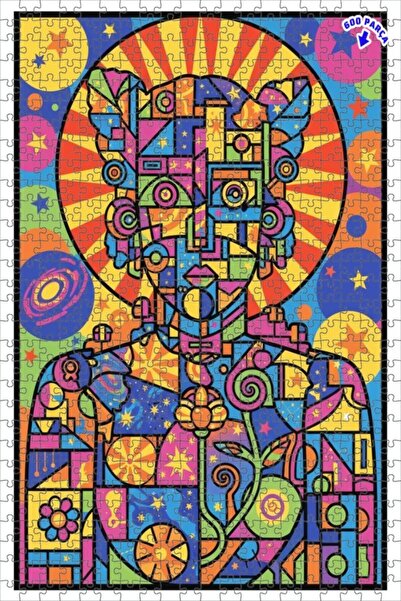 Teona Ahşap لغز خشبي ملون بتصميم فني هندسي فلكي مزدوج الطبقات مؤطر 600 قطعة 5...