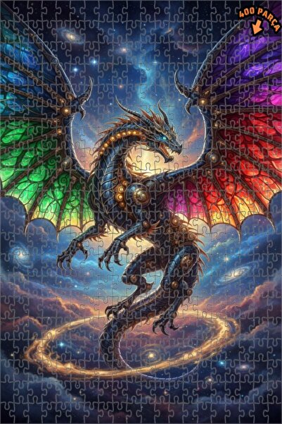 Teona Ahşap لغز خشبي مؤطر بطبقتين بمظهر لوحة زيتية لتنين السماء 400 قطعة 35×35