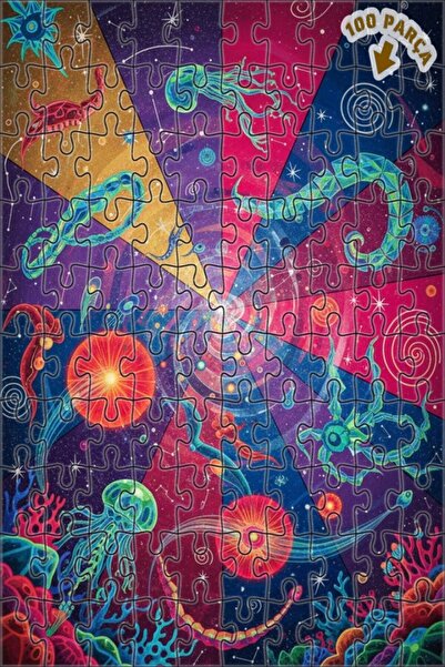 Teona Ahşap لغز خشبي بمظهر لوحة زيتية من سلسلة أعماق الكون، 100 قطعة، مقاس 25x25