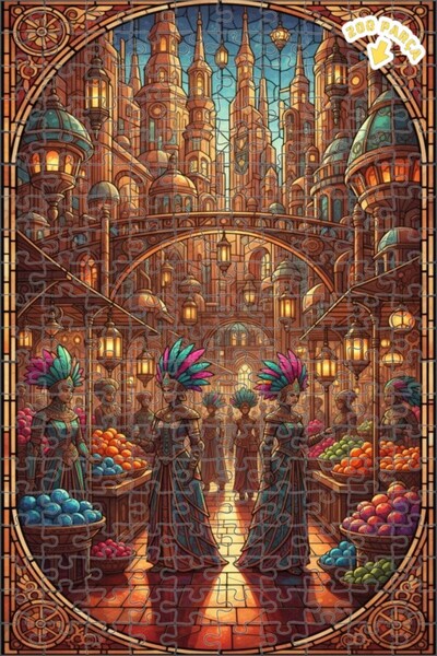 Teona Ahşap لغز فني بمظهر لوحة زيتية لمدينة سحرية 200 قطعة 25×35