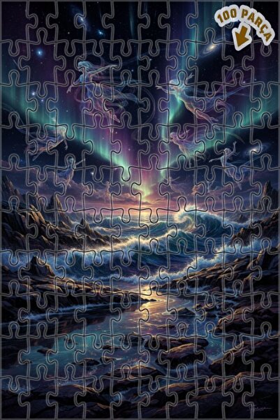 Teona Ahşap لغز خشبي مؤطر ذو طابقين بتصميم فني رقمي من سكاي دانس أورورا، 100 ...