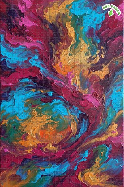 Teona Ahşap لغز خشبي مؤطر ذو طبقتين بمظهر فني تجريدي بألوان نابضة بالحياة 800...