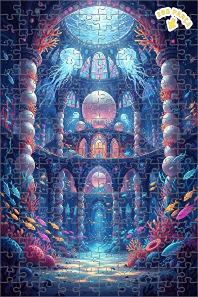 Teona Ahşap Mysterious Underwater Palace Watercolor Look Wooden Puzzle 200 Pi...