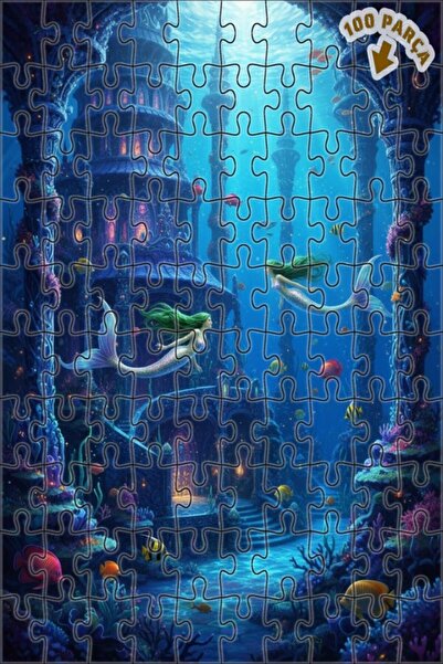 Teona Ahşap Mermaid Palace Oil Painting Look Double Layer Framed Wooden Puzzl...