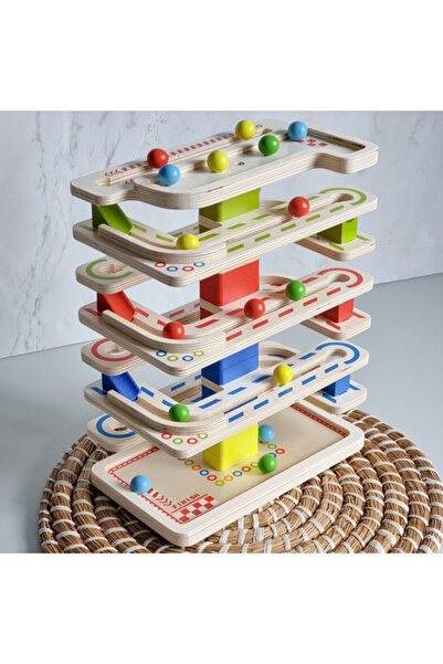 OEMN Montessori Colored Ball Circuit Toy – Track with 16 Pieces, 3 Years +