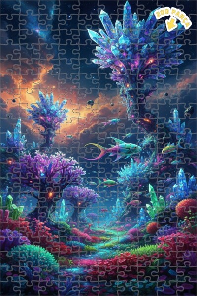 Teona Ahşap فن أسماك الغابة الكريستالية الرائع 200 قطعة 25x35