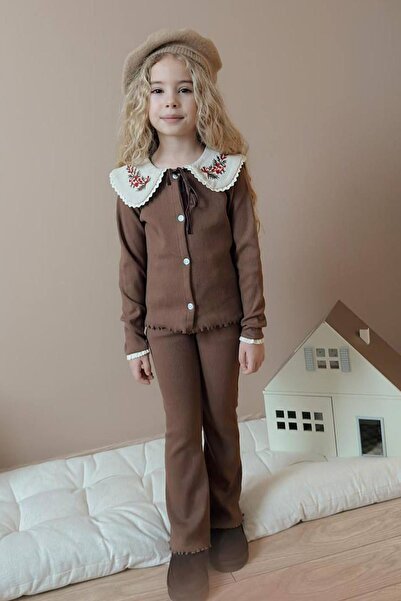 Minigimin Cicileri Set de 2 piese pentru fetițe, cu guler brodat și detaliu e...