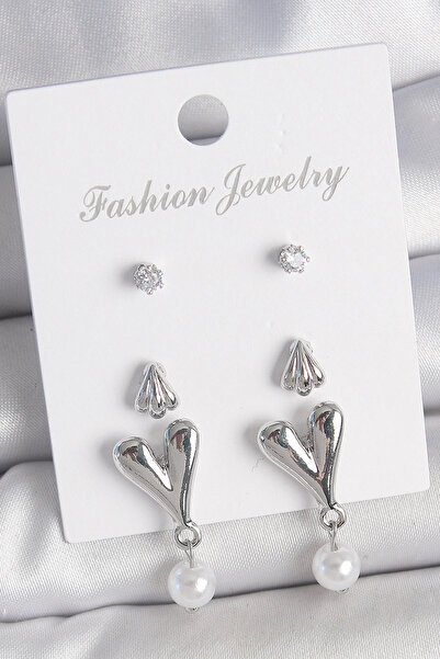 Generic Brand Mey Import ®   Brass Silver Color Zircon Stone Dangle Heart Mod...