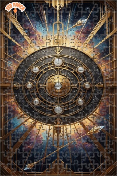 Teona Ahşap Golden Nebulases Art Stream Double Layer Framed Wooden Puzzle 150...