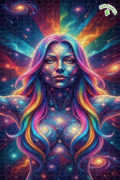 Teona Ahşap لوحة فنية خشبية مؤطرة مطبوعة بتصميم جالاكسي كوزميك للنساء، لوحة ز...