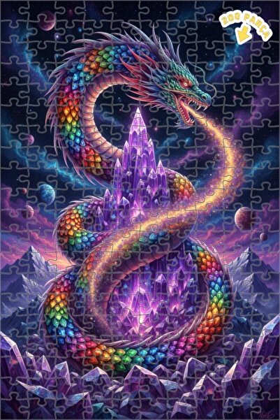 Teona Ahşap لغز خشبي ذو طبقتين بإطار من كريستال رينج أوف دراغونز رينبو دراجون...