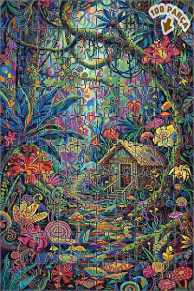 Teona Ahşap لغز خشبي ملون بتصميم كوخ الغابة الغامضة، لغز خشبي ذو طبقتين مؤطر،...