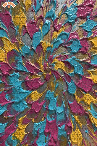 Teona Ahşap Explosion of Vibrant Colors Oil Painting Look Wooden Puzzle 500 P...