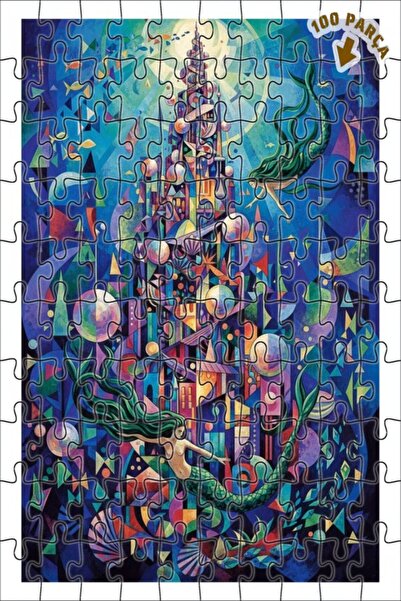 Teona Ahşap لغز خشبي مؤطر بطبقتين من ماركة Sea Mermaid Castle بتصميم هندسي فن...