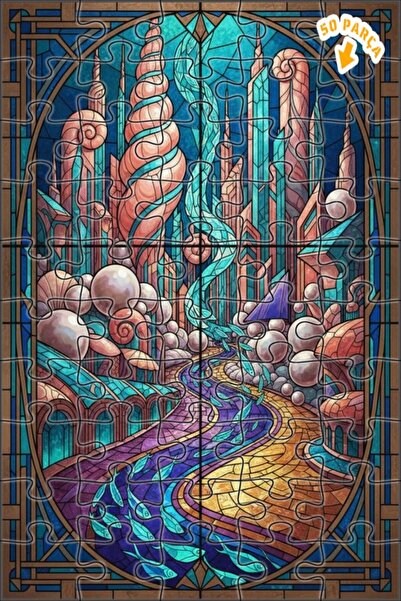 Teona Ahşap لغز خشبي فني على طراز الآرت ديكو بمظهر مدينة البحر السحرية، 50 قط...