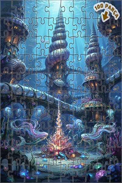 Teona Ahşap لغز خشبي مؤطر بطبقتين من مدينة حورية البحر 100 قطعة 25×25