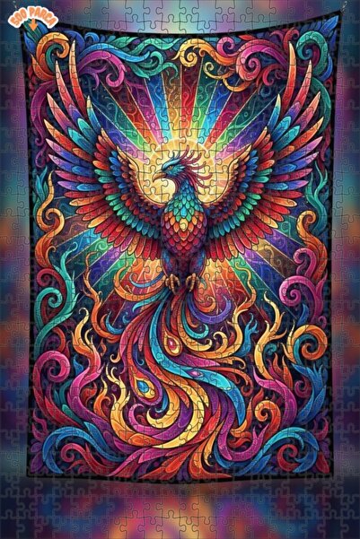 Teona Ahşap Gorgeous Colorful Phoenix Oil Painting Double-Deck Framed Wooden ...